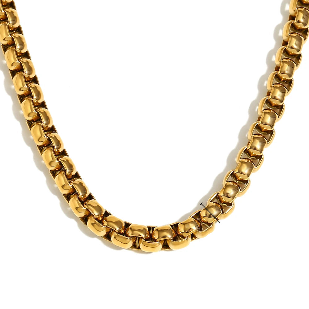 E.B.belle Conjunto de joyería de acero inoxidable chapado en oro de 18 quilates, cadena de serpiente gruesa y sin deslustre, collar, pulseras