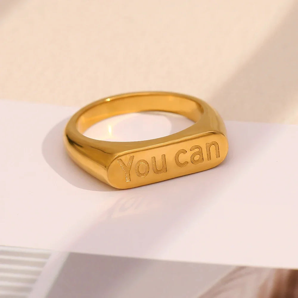 Anillo Minimalista Chapado en Oro 18K "You Can"