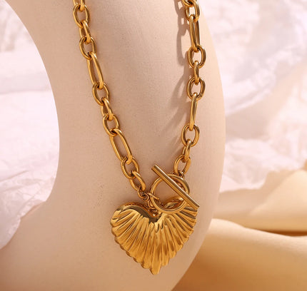 E.B.belle-cadena Irregular OT hebilla collar de corazón, joyería de acero inoxidable 316L, chapado en oro de 18K, decoración colgante