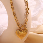 Collar de Corazón en Acero Inoxidable Chapado en Oro 18K