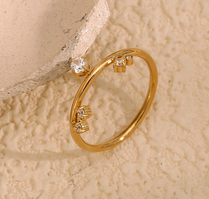 E.B.belle nuevo anillo de corona de diamantes de imitación blanco sin deslustre joyería de acero inoxidable hipolergénica chapada en oro de 18k para mujeres y niñas