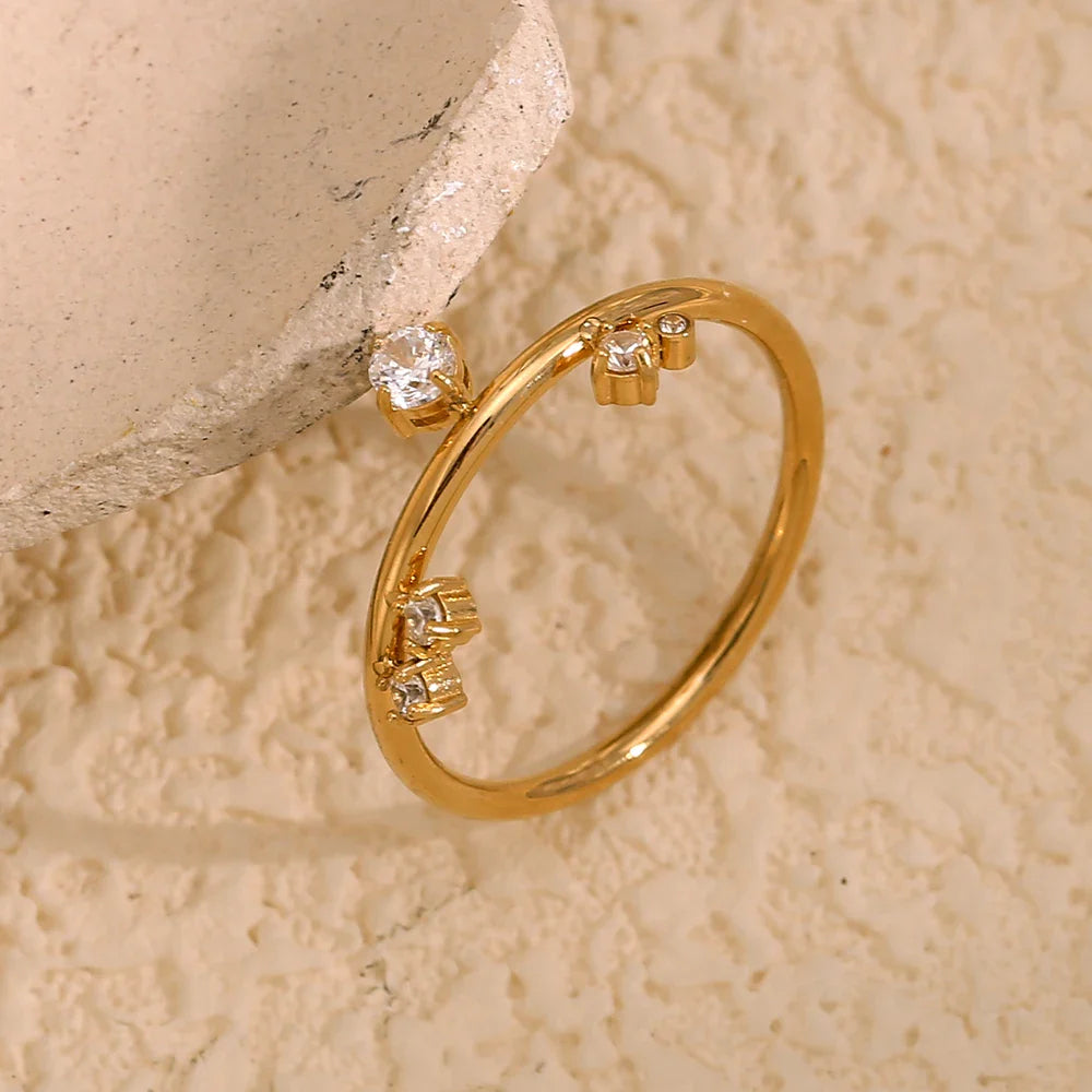 Anillo Corona de Acero Inoxidable Chapado en Oro 18k