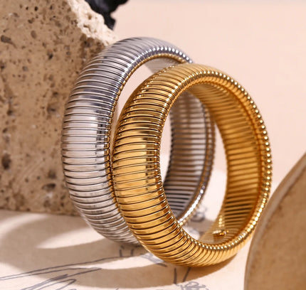 E.B.belle 20mm grueso ancho 18K chapado en oro Color plata pulsera para brazo brazaletes mujeres pulseras de acero inoxidable para mujer
