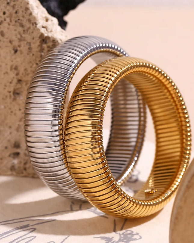 E.B.belle 20mm grueso ancho 18K chapado en oro Color plata pulsera para brazo brazaletes mujeres pulseras de acero inoxidable para mujer