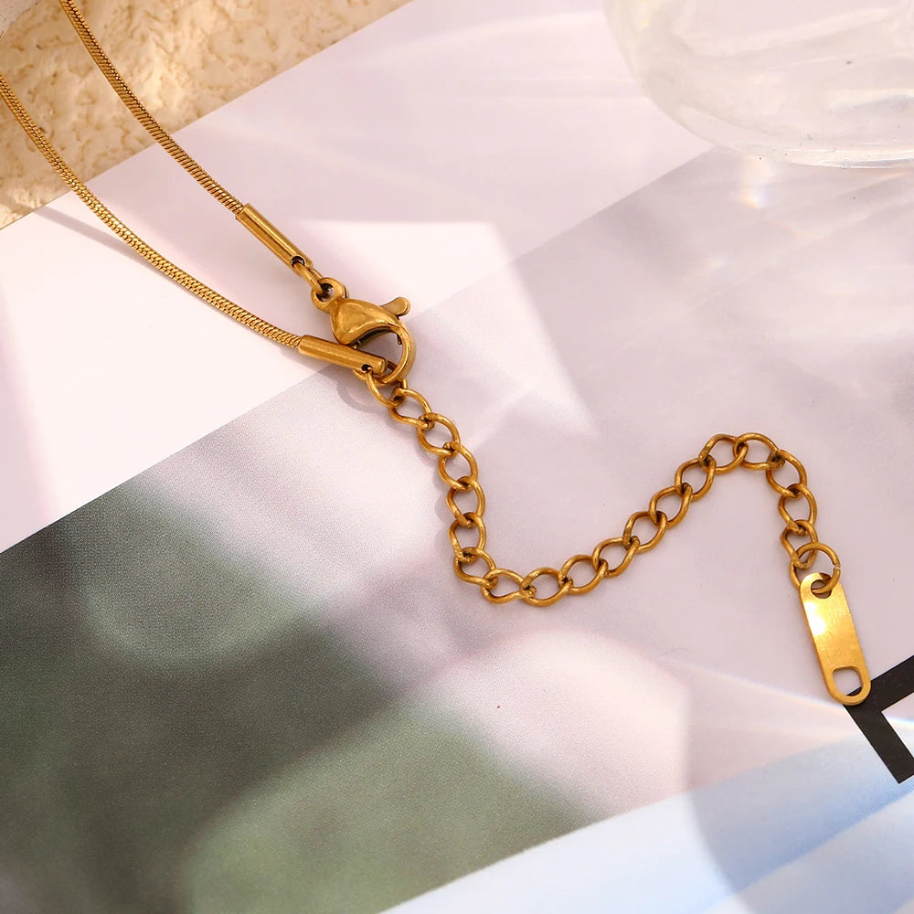 E.B.belle-collar de velocidad de flujo de circón en forma de Y, cadena de serpiente, collar de clavícula de acero inoxidable 316L, accesorios chapados en oro