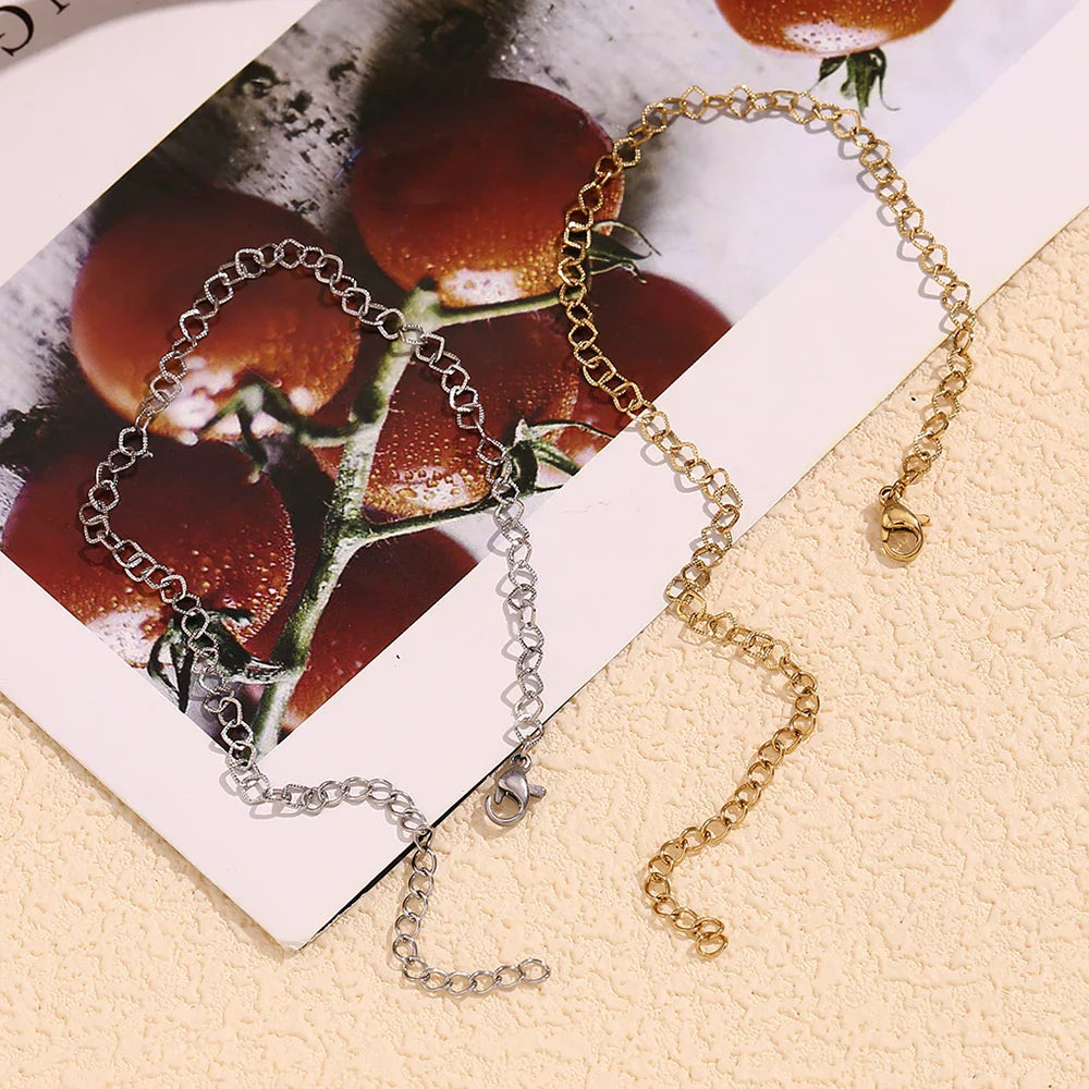 Tobilleras de Acero Inoxidable Étnicas con Baño de Oro 14K