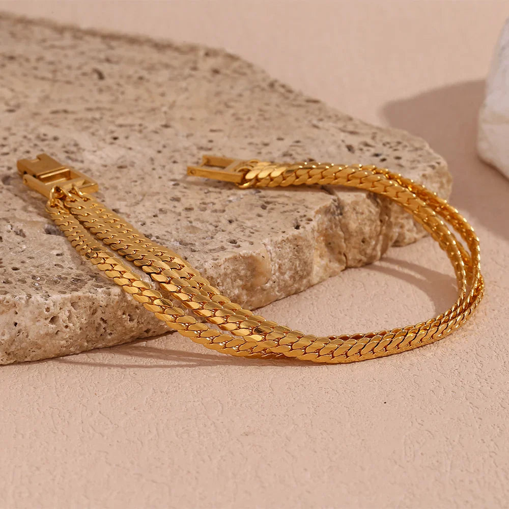 Pulsera de Acero Inoxidable Chapada en Oro 18K para Mujer