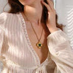 E.B.belle-collar con colgante de piedra de ágata en forma de corazón con diseño de martillo, joyería cruzada chapada en oro de 18k de acero inoxidable para mujer