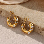 Pendientes de Aro Dorados con Perlas y Zirconias