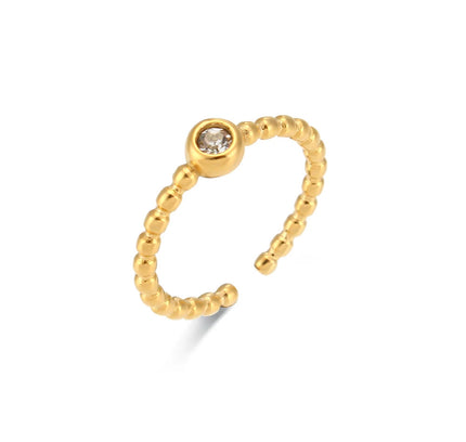 E.B.belle Anillos ajustables de acero inoxidable chapados en oro de 18 quilates resistentes al agua para mujer, anillo de dedo de tamaño abierto con textura Irregular