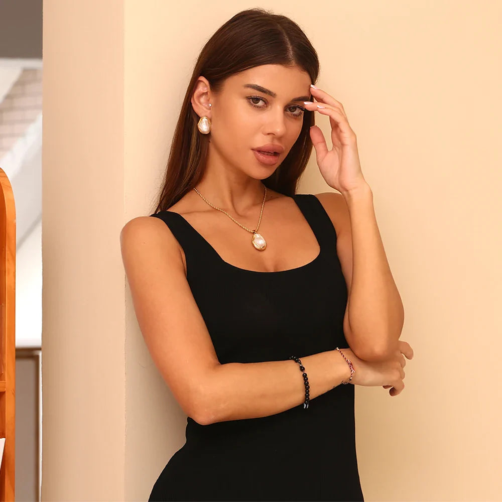 Collar con Perlas de Imitación y Chapado en Oro 18K