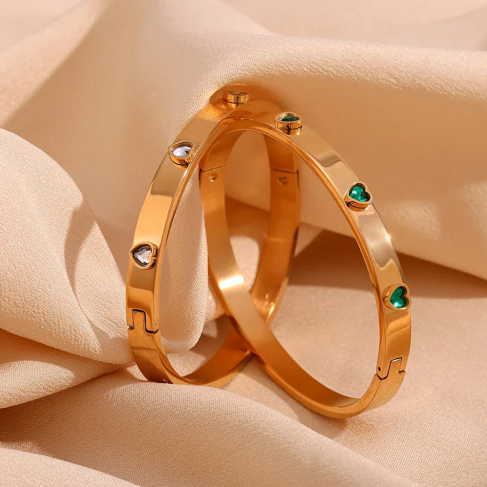 Pulsera de Corazón Chapada en Oro 18K Hipoalergénica