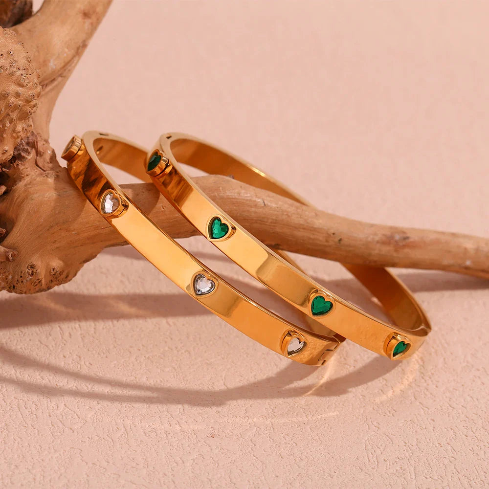 Pulsera de Corazón Chapada en Oro 18K Hipoalergénica
