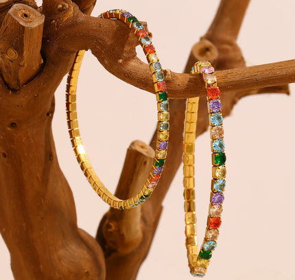 E.B.belle, pulsera elástica de acero inoxidable con circonita colorida de 3mm y 4mm, cadena chapada en oro de 18 quilates, joyería elegante a la moda para mujer