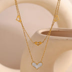 Collar de Doble Capa con Corazones Hipoalergénico