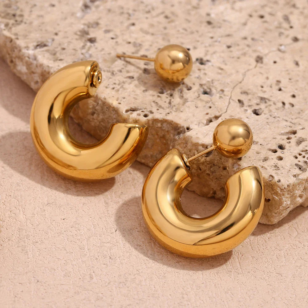 Pendientes de Aro Dorados de Acero Inoxidable 18K