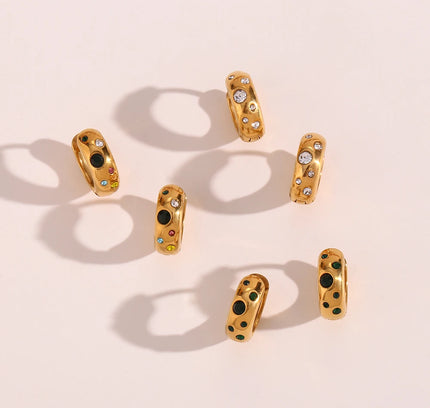 E.B.belle-pendientes chapados en oro pequeños y gruesos con relleno de piedra de circón y burbujas coloridas para mujer, joyería de acero inoxidable a la moda