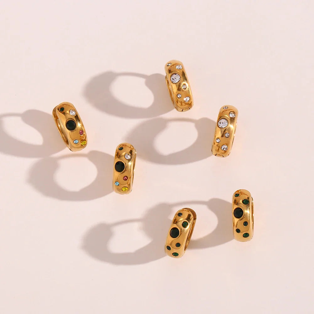 Pendientes de Aro Dorados con Circonitas y Burbujas Coloridas