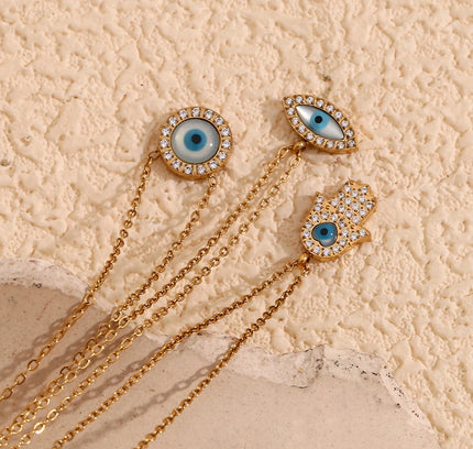 E.B.belle-collar con colgante de ojos malvados, Mini turco, de alta calidad, con diamantes de imitación de la suerte, de acero inoxidable, chapado en oro de 18k, a la moda