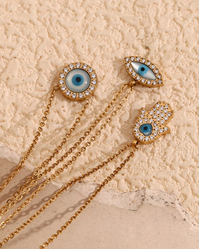 E.B.belle-collar con colgante de ojos malvados, Mini turco, de alta calidad, con diamantes de imitación de la suerte, de acero inoxidable, chapado en oro de 18k, a la moda