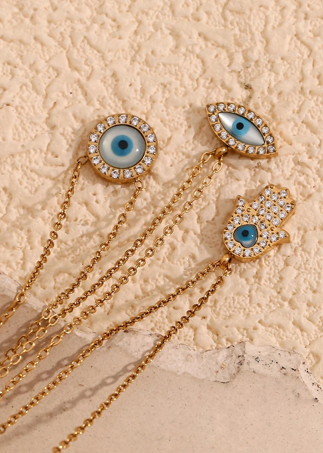 E.B.belle-collar con colgante de ojos malvados, Mini turco, de alta calidad, con diamantes de imitación de la suerte, de acero inoxidable, chapado en oro de 18k, a la moda