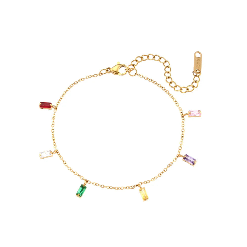 Collar y Pulsera con Dije de Circón Multicolor