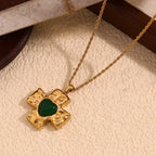 E.B.belle-collar con colgante de piedra de ágata en forma de corazón con diseño de martillo, joyería cruzada chapada en oro de 18k de acero inoxidable para mujer