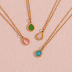 Collares de gota de agua de piedra semipreciosa para mujer, joyería de ópalo de acero inoxidable, regalo elegante, moda