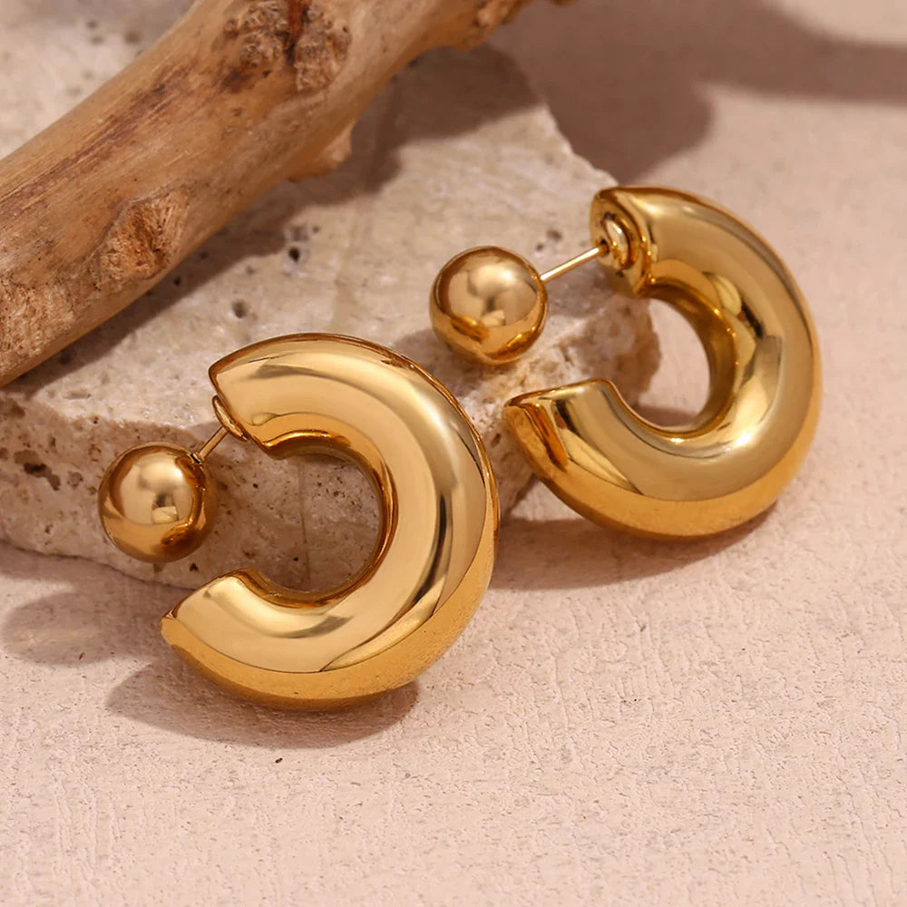 Pendientes de Aro Dorados de Acero Inoxidable 18K