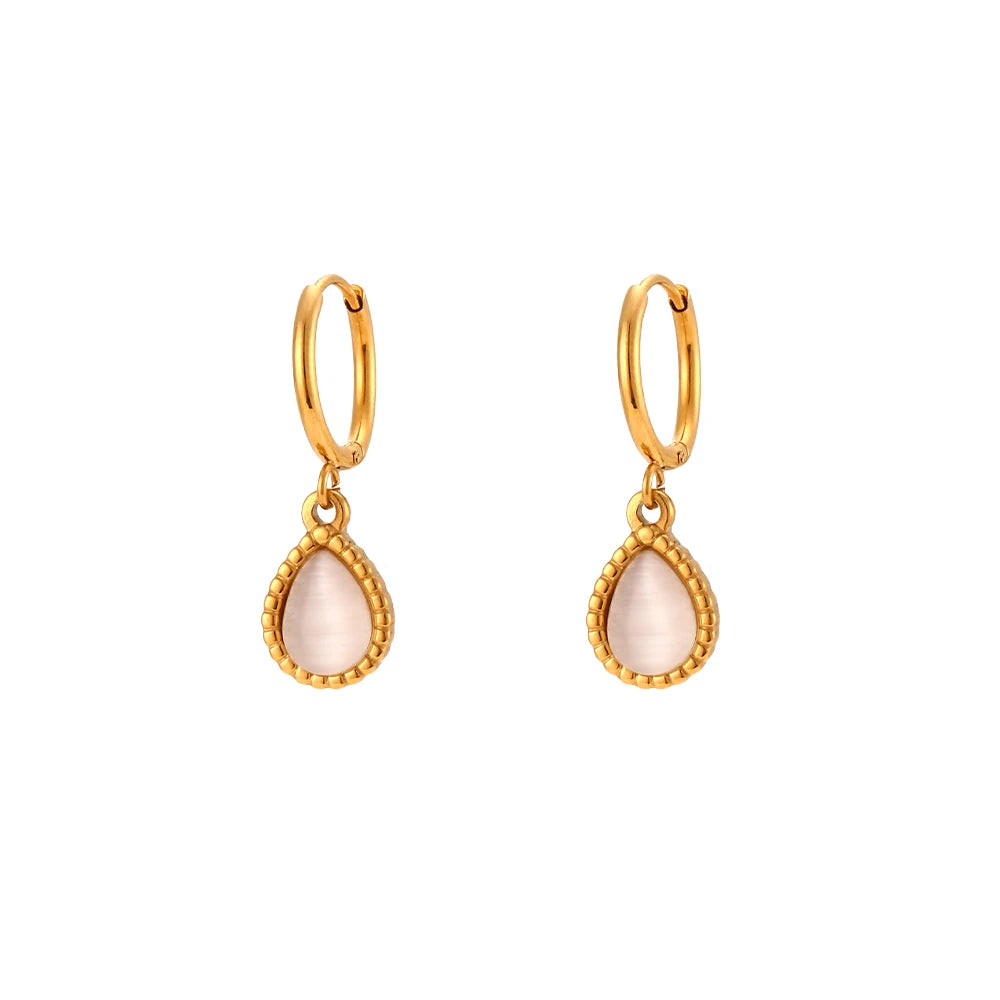 Collares de gota de agua de piedra semipreciosa para mujer, joyería de ópalo de acero inoxidable, regalo elegante, moda