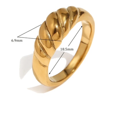 E.B.belle-Anillo de cadena con cuentas retorcidas simples, sin deslustre, chapado en oro de 18 quilates, joyería apilable de estilo minimalista para mujer