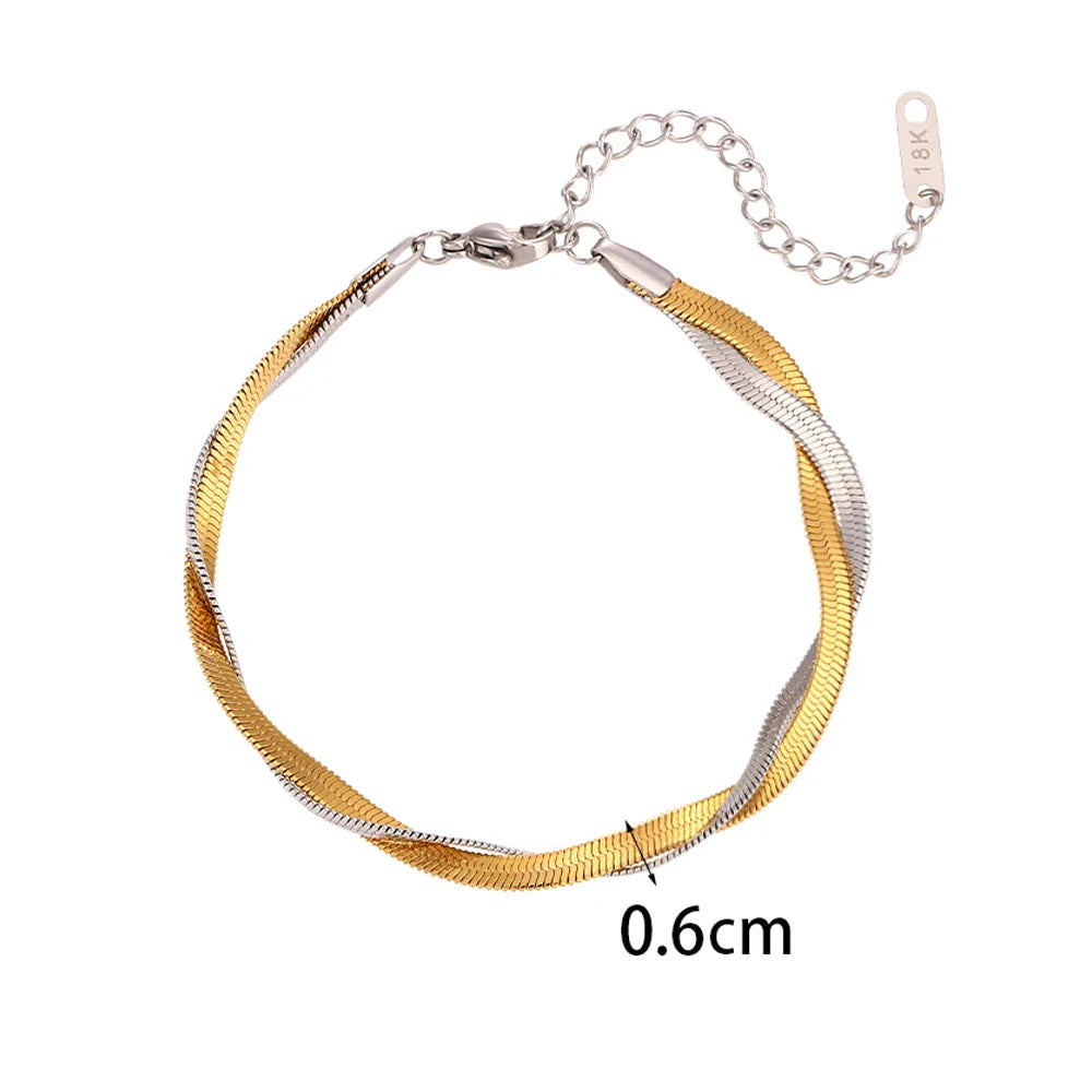 Pulsera de Acero Inoxidable Chapada en Oro 18K