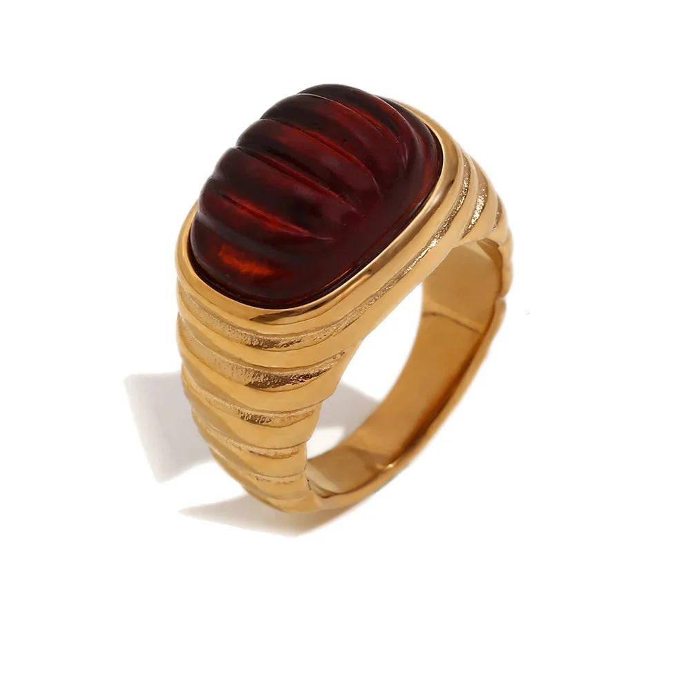 Anillo de Cóctel Geométrico Chapado en Oro