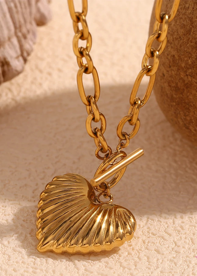 E.B.belle-cadena Irregular OT hebilla collar de corazón, joyería de acero inoxidable 316L, chapado en oro de 18K, decoración colgante