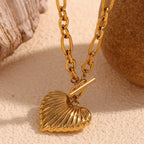 Collar de Corazón en Acero Inoxidable Chapado en Oro 18K