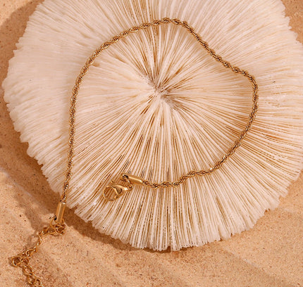 E.B.belle Torsión Cadena Tobillera Minimalista Pulsera de acero inoxidable chapada en oro de 18 quilates en la pierna Accesorios de joya para regalo de mujer