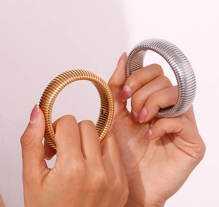 E.B.belle 20mm grueso ancho 18K chapado en oro Color plata pulsera para brazo brazaletes mujeres pulseras de acero inoxidable para mujer