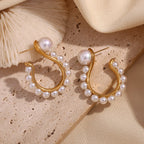 Pendientes de Gancho con Perlas y Oro 18K