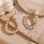 Pendientes de Gancho con Perlas y Oro 18K