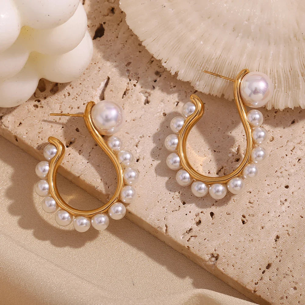 Pendientes de Gancho con Perlas y Oro 18K