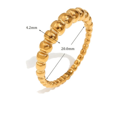 E.B.belle-Anillo de cadena con cuentas retorcidas simples, sin deslustre, chapado en oro de 18 quilates, joyería apilable de estilo minimalista para mujer