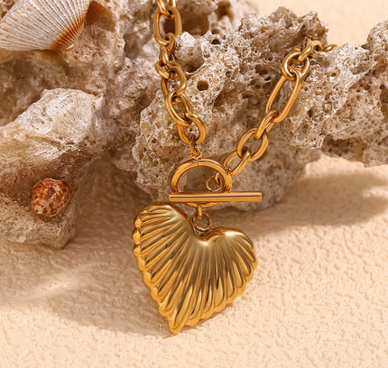 E.B.belle-cadena Irregular OT hebilla collar de corazón, joyería de acero inoxidable 316L, chapado en oro de 18K, decoración colgante