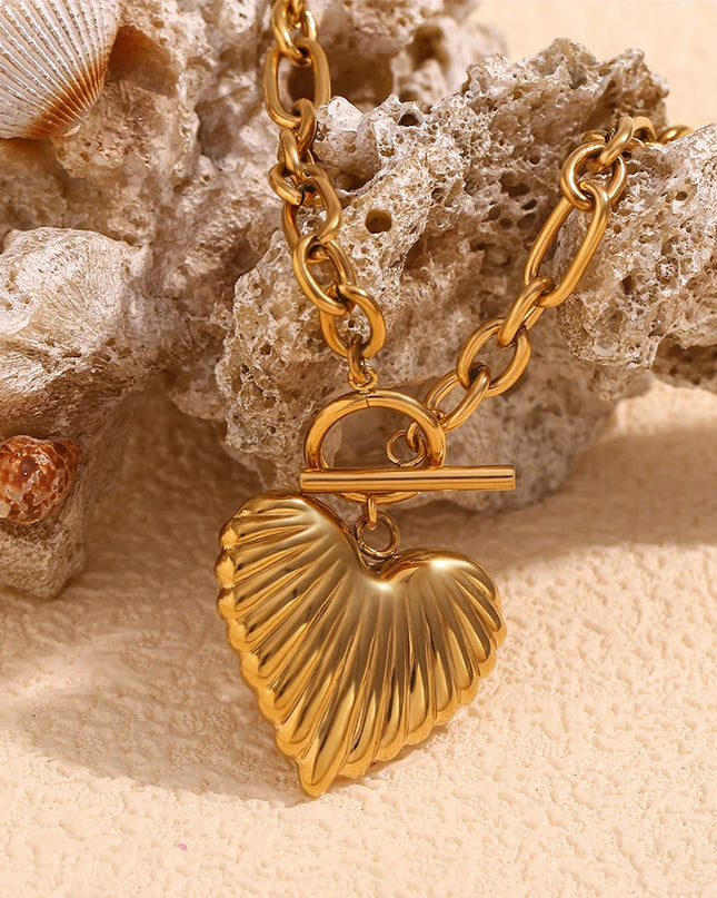 E.B.belle-cadena Irregular OT hebilla collar de corazón, joyería de acero inoxidable 316L, chapado en oro de 18K, decoración colgante