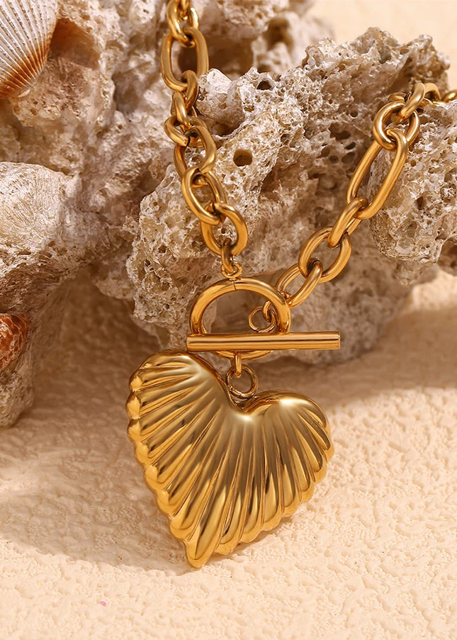 E.B.belle-cadena Irregular OT hebilla collar de corazón, joyería de acero inoxidable 316L, chapado en oro de 18K, decoración colgante