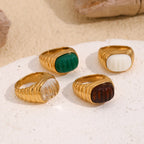 Anillo de Cóctel Geométrico Chapado en Oro