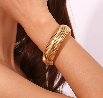 E.B.belle 20mm grueso ancho 18K chapado en oro Color plata pulsera para brazo brazaletes mujeres pulseras de acero inoxidable para mujer