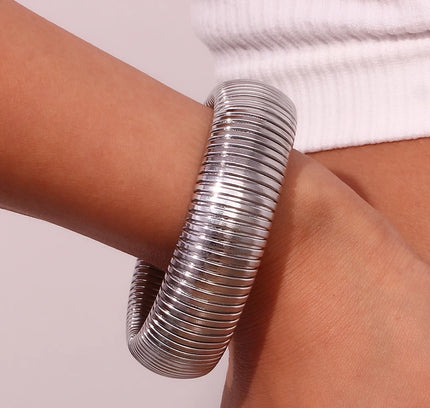 E.B.belle 20mm grueso ancho 18K chapado en oro Color plata pulsera para brazo brazaletes mujeres pulseras de acero inoxidable para mujer