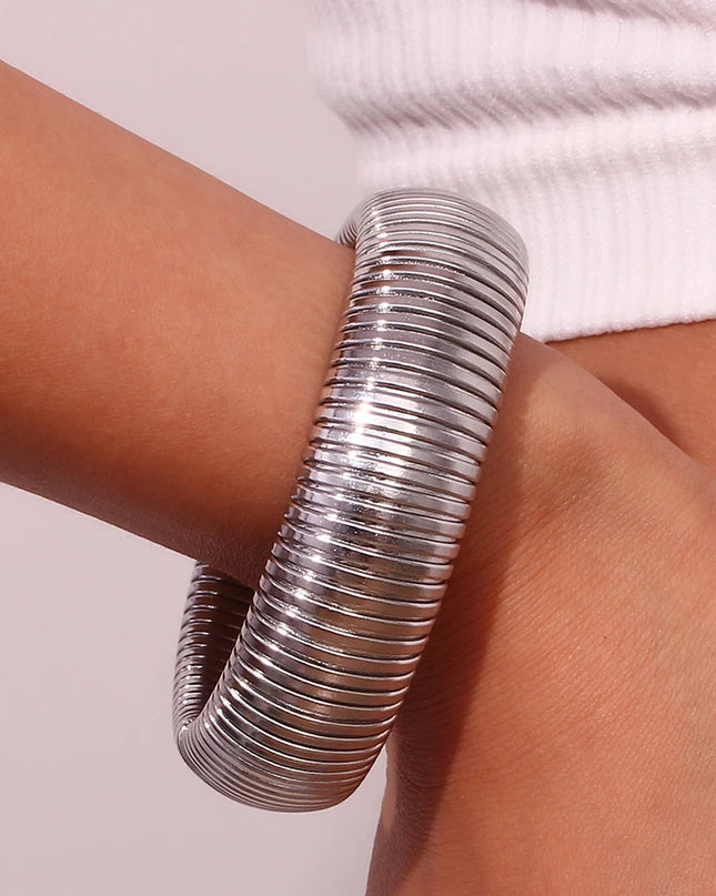 E.B.belle 20mm grueso ancho 18K chapado en oro Color plata pulsera para brazo brazaletes mujeres pulseras de acero inoxidable para mujer