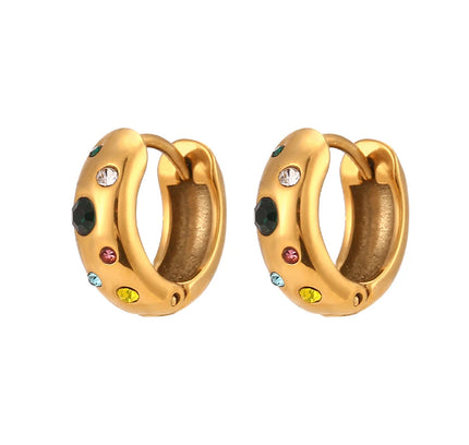 E.B.belle-pendientes chapados en oro pequeños y gruesos con relleno de piedra de circón y burbujas coloridas para mujer, joyería de acero inoxidable a la moda