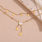 Tobillera Doble Capa Corazón en Acero Inoxidable Chapado en Oro